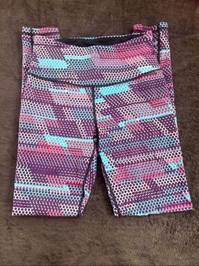 VSX Purple Geometric Patterned Bike Shorts with Turquoise & Pink Highlights